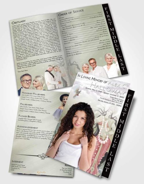 2 Page Graduated Step Fold Funeral Program Template Brochure Evening Lakshmi Divinity