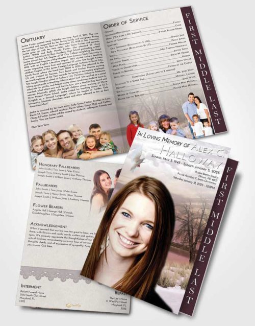 2 Page Graduated Step Fold Funeral Program Template Brochure Evening Lovely Lake