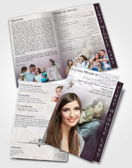 2 Page Graduated Step Fold Funeral Program Template Brochure Evening Mary and Jesus