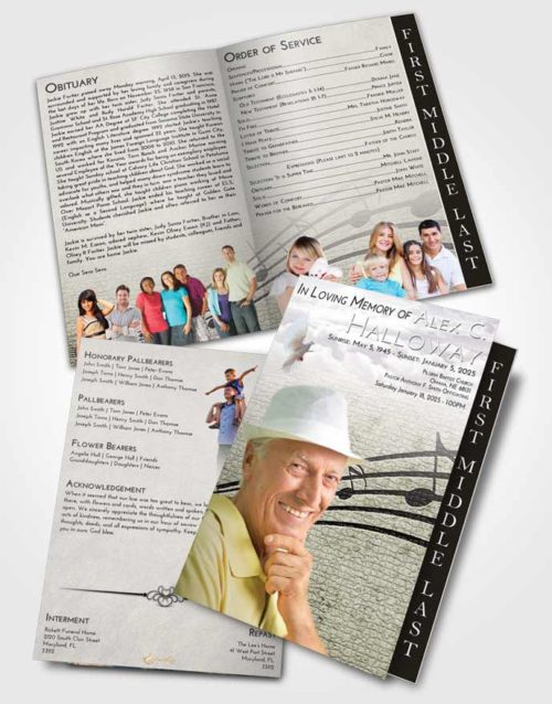 2 Page Graduated Step Fold Funeral Program Template Brochure Evening Portamento