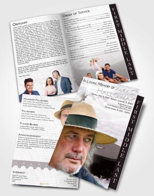 2 Page Graduated Step Fold Funeral Program Template Brochure Evening Puck of Honor