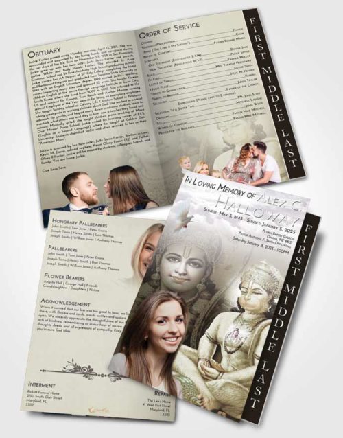 2 Page Graduated Step Fold Funeral Program Template Brochure Evening Ram Bhakth Hanuman