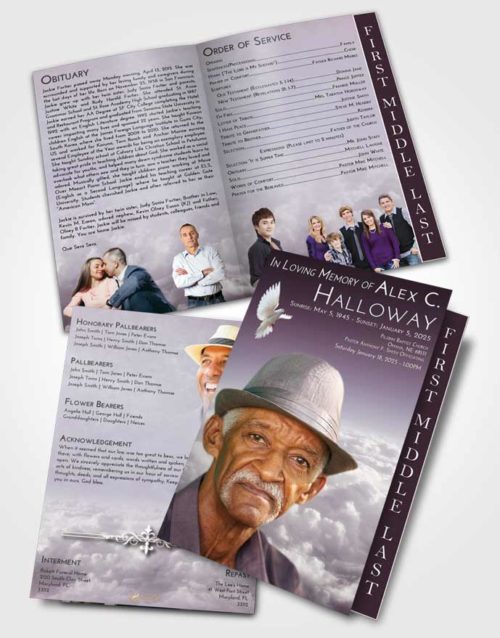 2 Page Graduated Step Fold Funeral Program Template Brochure Evening Return to the Clouds