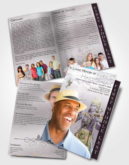 2 Page Graduated Step Fold Funeral Program Template Brochure Evening Shiva Desire
