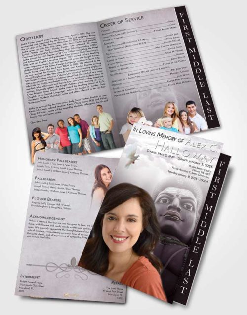 2 Page Graduated Step Fold Funeral Program Template Brochure Evening Shiva Surprise