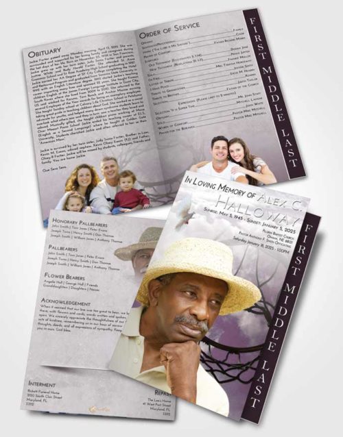 2 Page Graduated Step Fold Funeral Program Template Brochure Evening Sky Ball
