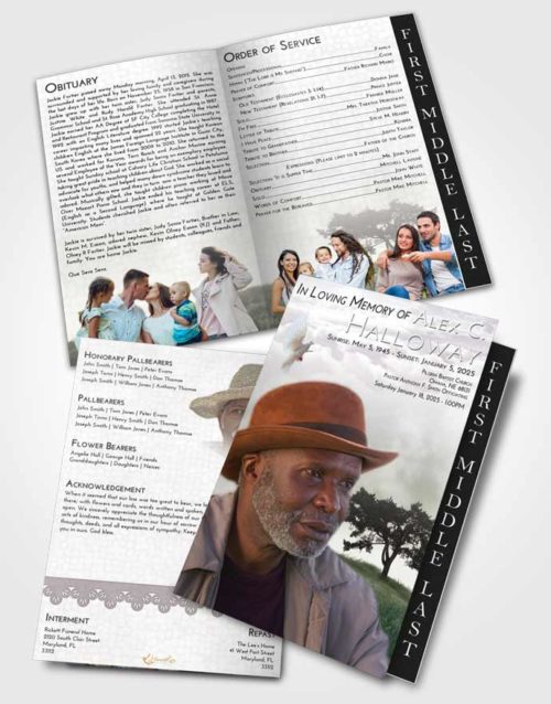 2 Page Graduated Step Fold Funeral Program Template Brochure Evening Solumn Tree