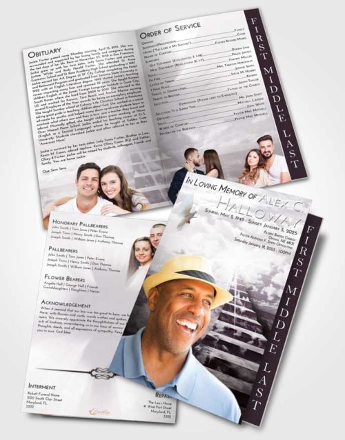 2 Page Graduated Step Fold Funeral Program Template Brochure Evening Stairway for the Soul