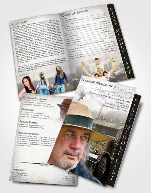 2 Page Graduated Step Fold Funeral Program Template Brochure Evening Trucker Drive