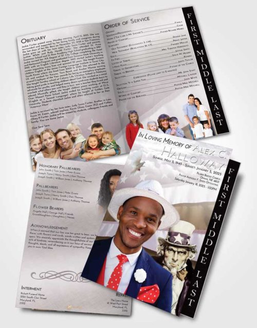 2 Page Graduated Step Fold Funeral Program Template Brochure Evening Uncle Sam