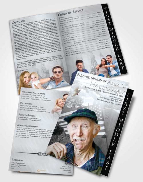 2 Page Graduated Step Fold Funeral Program Template Brochure Freedom American Smile