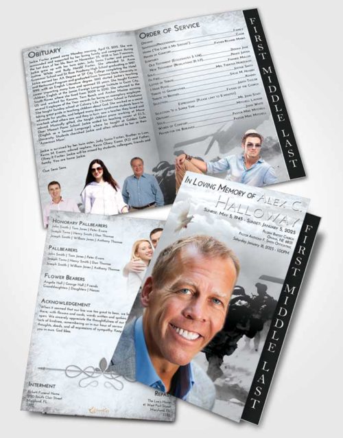 2 Page Graduated Step Fold Funeral Program Template Brochure Freedom Army Sacrifice