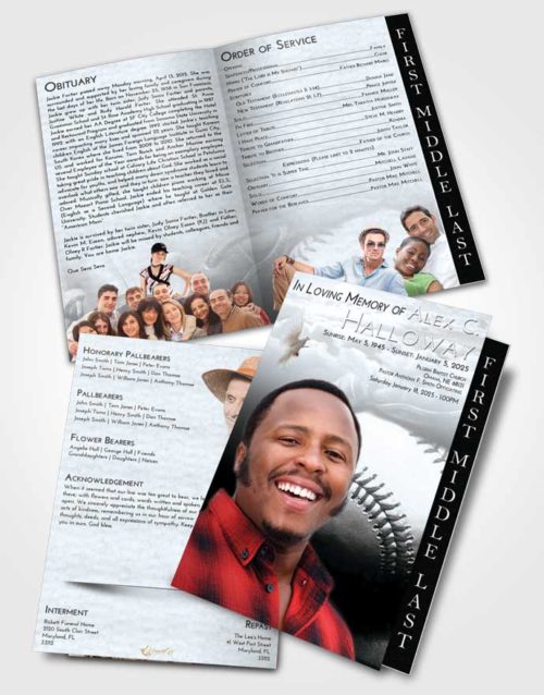 2 Page Graduated Step Fold Funeral Program Template Brochure Freedom Baseball Life