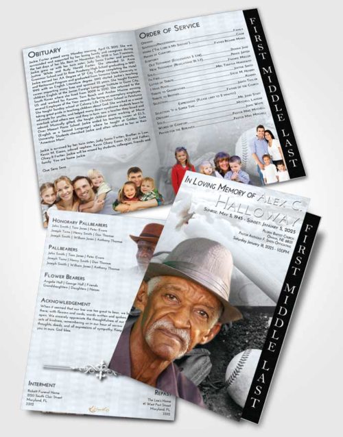 2 Page Graduated Step Fold Funeral Program Template Brochure Freedom Baseball Peace