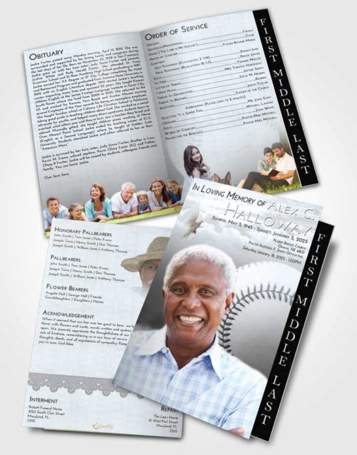 2 Page Graduated Step Fold Funeral Program Template Brochure Freedom Baseball Victory