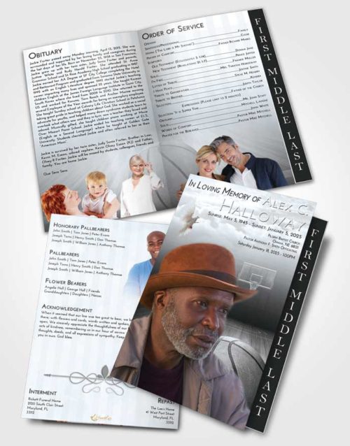 2 Page Graduated Step Fold Funeral Program Template Brochure Freedom Basketball Dreams