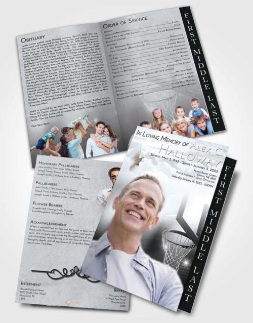 2 Page Graduated Step Fold Funeral Program Template Brochure Freedom Basketball Pride
