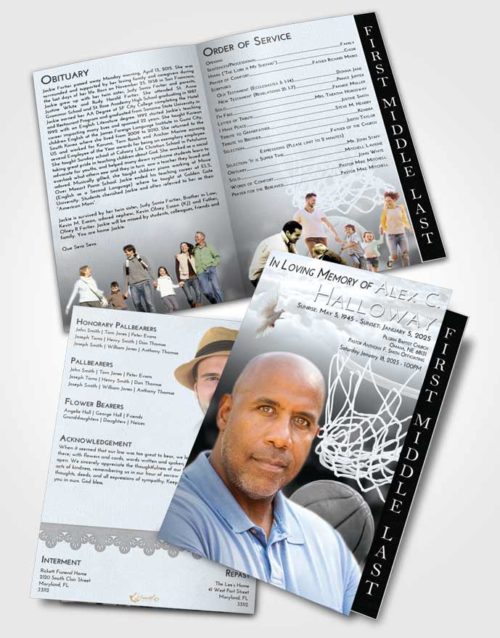 2 Page Graduated Step Fold Funeral Program Template Brochure Freedom Basketball Swish