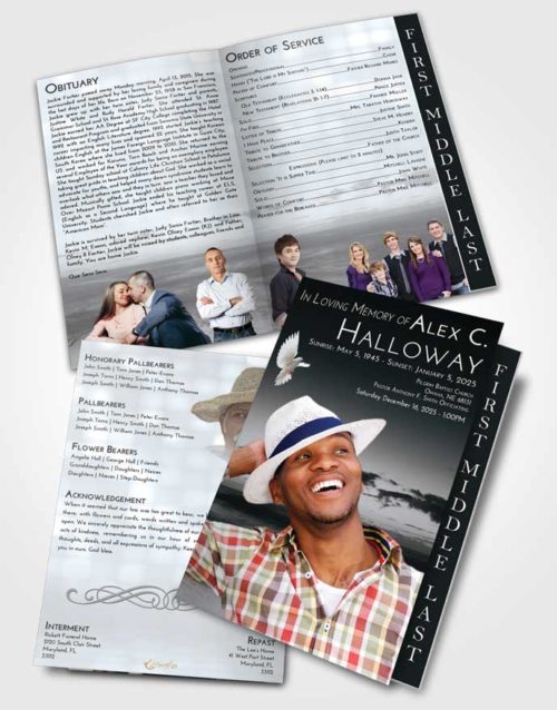 2 Page Graduated Step Fold Funeral Program Template Brochure Freedom Beautiful Sunset