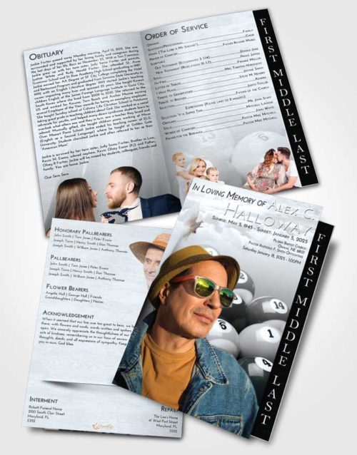 2 Page Graduated Step Fold Funeral Program Template Brochure Freedom Billiards Serenity