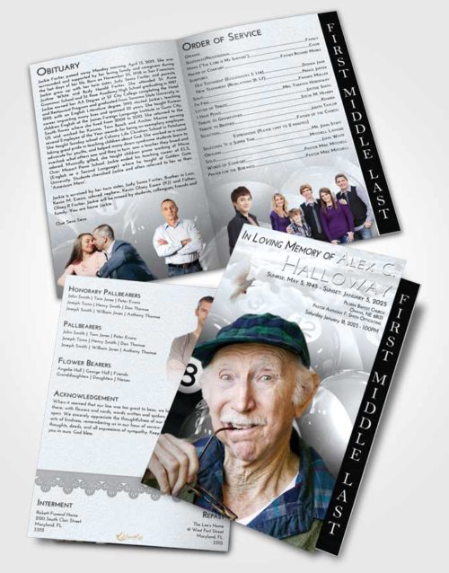 2 Page Graduated Step Fold Funeral Program Template Brochure Freedom Billiards Tournament