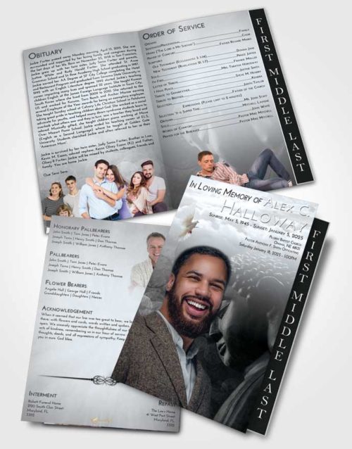 2 Page Graduated Step Fold Funeral Program Template Brochure Freedom Buddha Divinity