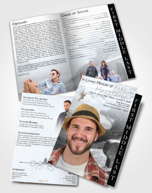 2 Page Graduated Step Fold Funeral Program Template Brochure Freedom Coastal Gaze