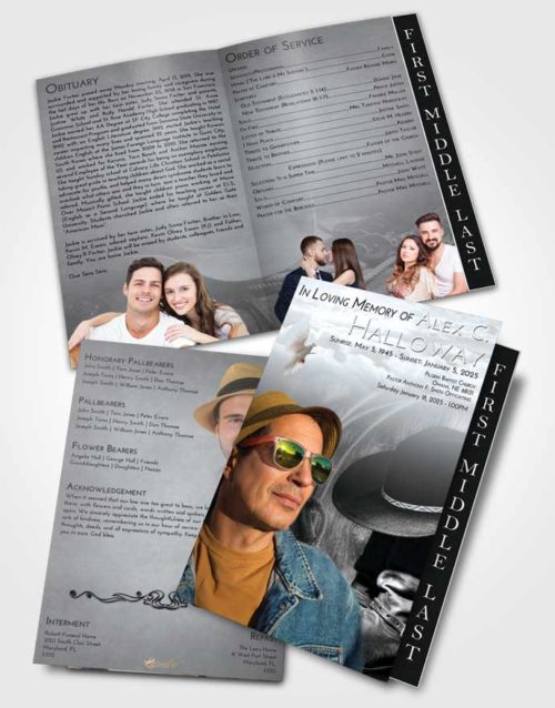 2 Page Graduated Step Fold Funeral Program Template Brochure Freedom Cowboy Desire