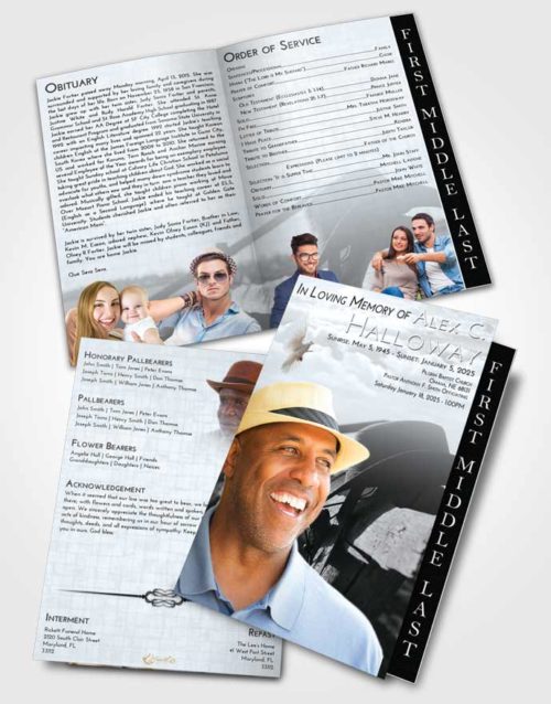 2 Page Graduated Step Fold Funeral Program Template Brochure Freedom Cowboy Honor