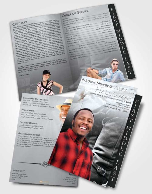 2 Page Graduated Step Fold Funeral Program Template Brochure Freedom Cowboy Love