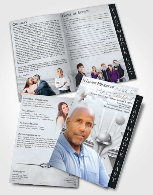 2 Page Graduated Step Fold Funeral Program Template Brochure Freedom Cricket Honor
