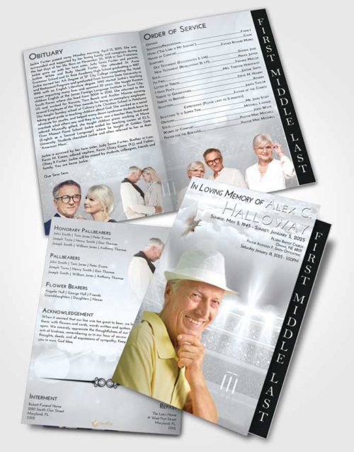 2 Page Graduated Step Fold Funeral Program Template Brochure Freedom Cricket Pride