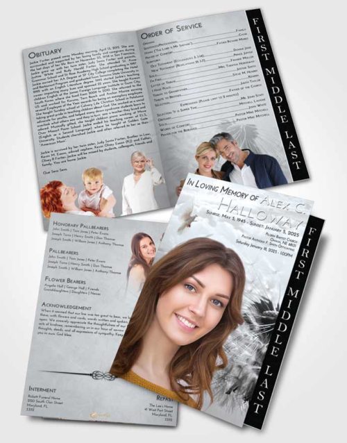 2 Page Graduated Step Fold Funeral Program Template Brochure Freedom Dandelion Dream