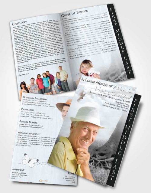 2 Page Graduated Step Fold Funeral Program Template Brochure Freedom Deep Roots