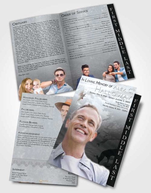2 Page Graduated Step Fold Funeral Program Template Brochure Freedom Deer Hunt