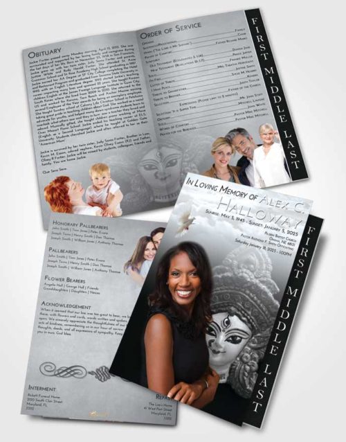 2 Page Graduated Step Fold Funeral Program Template Brochure Freedom Durga Surprise