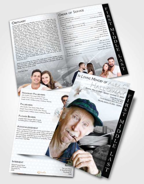 2 Page Graduated Step Fold Funeral Program Template Brochure Freedom Fishing Dreams