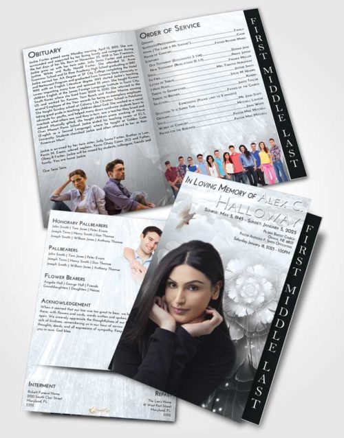2 Page Graduated Step Fold Funeral Program Template Brochure Freedom Floral Secret