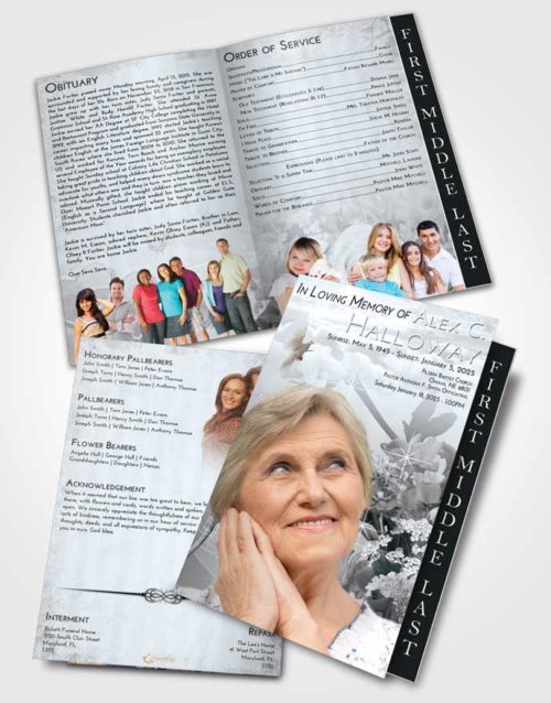 2 Page Graduated Step Fold Funeral Program Template Brochure Freedom Floral Wonderland