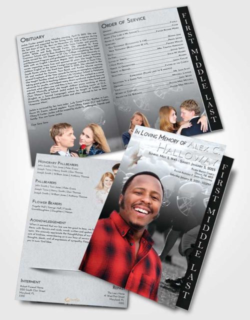 2 Page Graduated Step Fold Funeral Program Template Brochure Freedom Football Day
