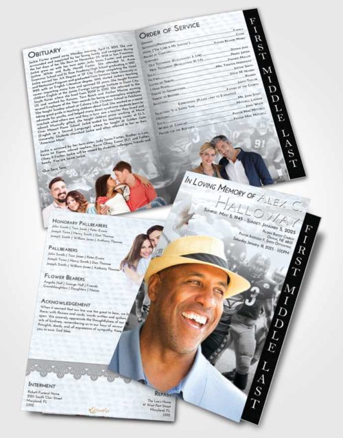 2 Page Graduated Step Fold Funeral Program Template Brochure Freedom Football Destiny