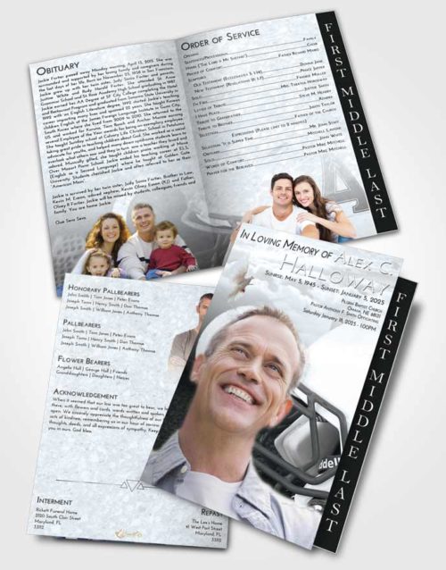 2 Page Graduated Step Fold Funeral Program Template Brochure Freedom Football Party