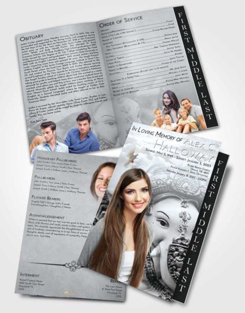 2 Page Graduated Step Fold Funeral Program Template Brochure Freedom Ganesha Desire
