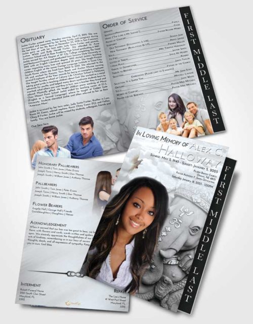 2 Page Graduated Step Fold Funeral Program Template Brochure Freedom Ganesha Divinity