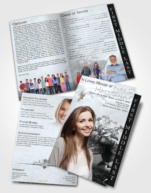 2 Page Graduated Step Fold Funeral Program Template Brochure Freedom Gardening Passion