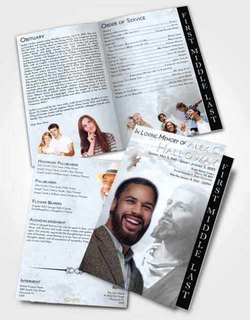 2 Page Graduated Step Fold Funeral Program Template Brochure Freedom Gaze of Jesus