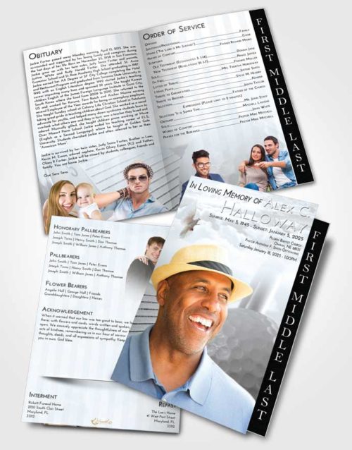 2 Page Graduated Step Fold Funeral Program Template Brochure Freedom Golf Day