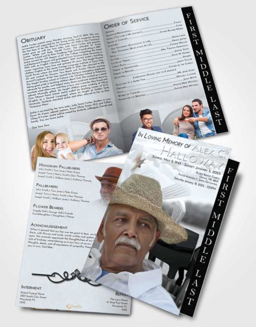 2 Page Graduated Step Fold Funeral Program Template Brochure Freedom Golf Fairway