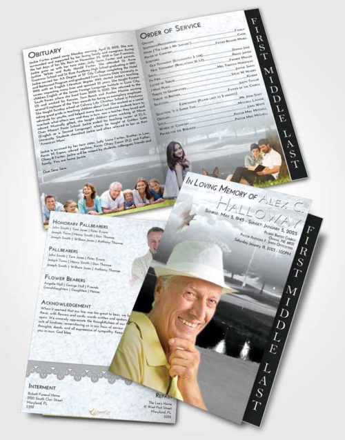 2 Page Graduated Step Fold Funeral Program Template Brochure Freedom Golf Paradise