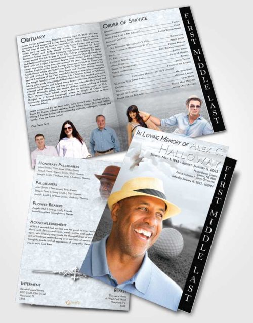 2 Page Graduated Step Fold Funeral Program Template Brochure Freedom Golfing Honor